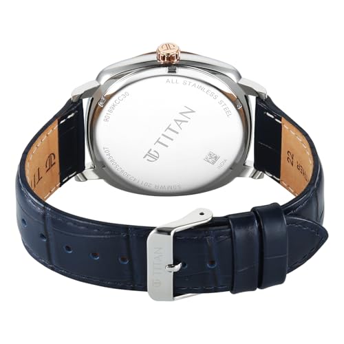 Image of Titan Classique Suave 2.0 Analog with Blue Dial Blue Leather Strap Watch for Men - 90189KL01