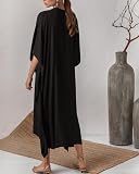 Bsubseach Damskie sukienki kaftanowe, kaftan, odzież domowa, sukienka maxi, strój kąpielowy, okrycie plażowe, B-czarny, rozmiar uniwersalny