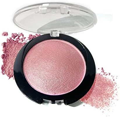 CarMela Powder Blush, Shimmery Pink Blush and Eyeshadow 2 in 1 Makeup Palette, Blendable Baked Blush