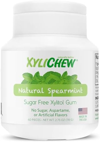 Xylichew Xylitol Gum - Sugar Free Chewing Gum - Spearmint, 60 Count