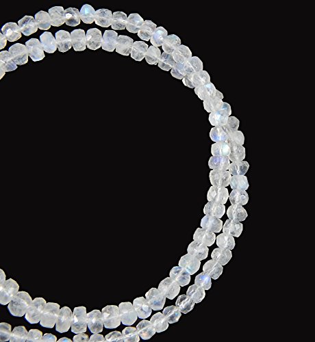 Myhealingworld Natural Faceted Blue Fire Rainbow Moonstone Gemstone Beads 16 Inch Beaded Necklace With Additional 2 Inch Extension. Bead Size Varies From 2Mm To 5Mm. #TOP3