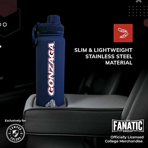 Campus Colors Stainless Steel Vacuum Sealed Sport College Water Bottle, Twist-On Cap, Built-In Handle For Hot Or Cold Drinks, 24 Oz (Gonzaga Bulldogs - Blue,) #TOP2