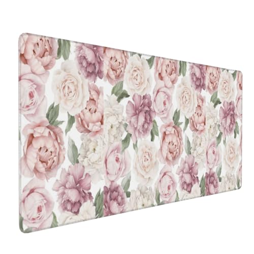 Tapis de souris grand format fleurs roses tapis de bureau premium
