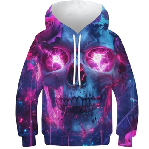 Sweat à capuche 3D skeleton pour enfants : pull de sport confortable 9-11 ans