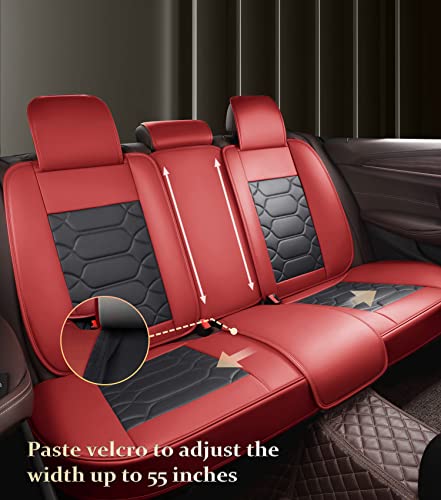 Wekar Wk-009 Nappa Leather Car Seat Covers For 5 Seats, Front And Rear Automotive Seat Covers, Waterproof Vehicle Cushion Cover Fit For Most Sedans Suv Pick-Up Truck, Wine Red #TOP2