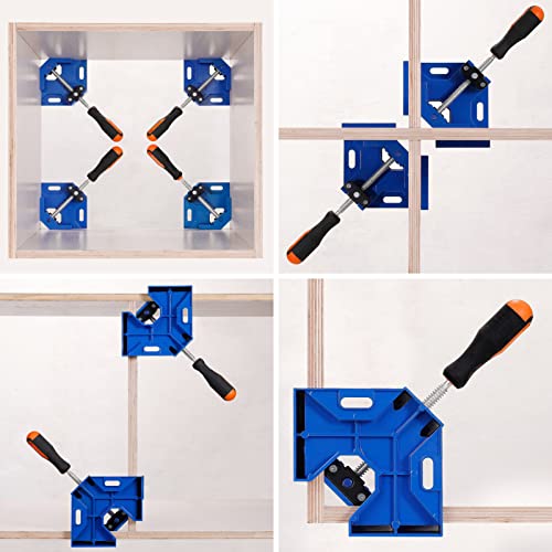 Corner Clamp,90 Degree Right Angle Clamp For Woodworking,Aluminum Alloy Square Clamp,Adjustable Swing Jaw,Carbon Steel Threaded Rod Wood Working Jigs For Metal Welding,Photo Frame,Cabinet,Drawer #TOP1