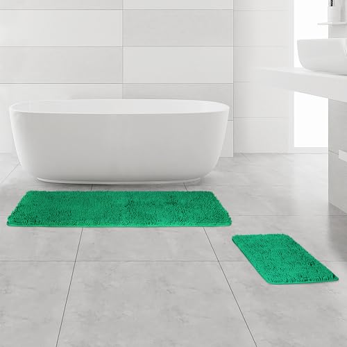 Yeaban Badezimmerteppich-Set, dicke Chenille-Badematten, saugfähig und waschbar, rutschfest, extra weiche Teppiche für Badezimmerboden… – Ansicht 1