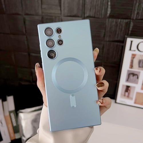 Image of DIZORO Samsung S24 Ultra case Compatible with Mag Safe Matte Luxury Metallic Luster Flexible TPU Shockproof Back Cover with Camera Protector Lens -NEw Sierra