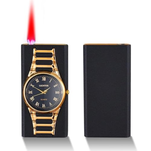 Encendedor multifunción, Encendedor de antorcha con Esfera de Reloj, Encendedor Recargable a Prueba de Viento, Encendedor de butano Recargable portátil (Color : A)