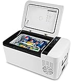 COSTWAY Compact Car Freezer, Portable Travel 12V Fridge, with Compressor, Double Handles, LCD...