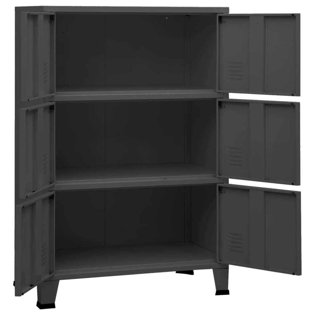 Willood Armario Industrial Documentos Oficina Despacho Archivos Estudio Almacenamiento Muebles Estante Metal Gris Antracita 75x40x115 cm