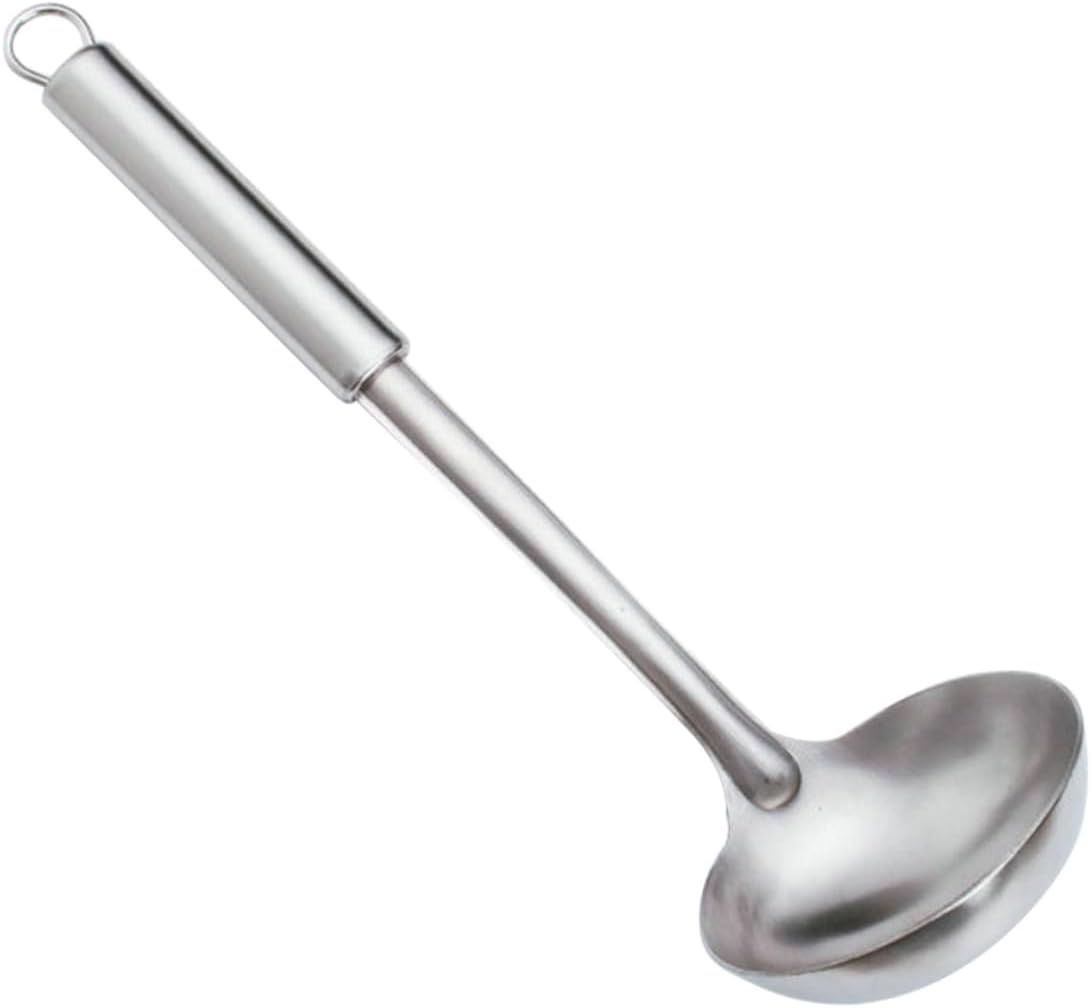 Thickened Stainless Steel Soup Ladle Long Handle Heavy Duty Cooking Utensil for Heat-resistant Kitchen Use Dishwasher Safe for Serving Soups and Gravies