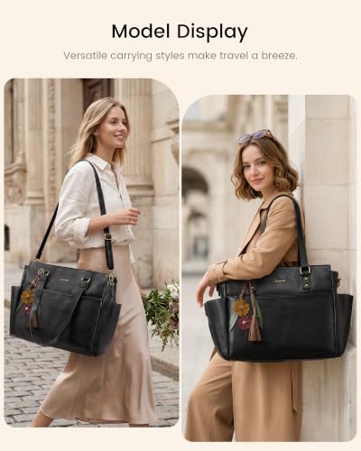 Image of LOVEVOOK Laptop Tote Bag for Women, Vintage Work Teacher Bag with Clutch