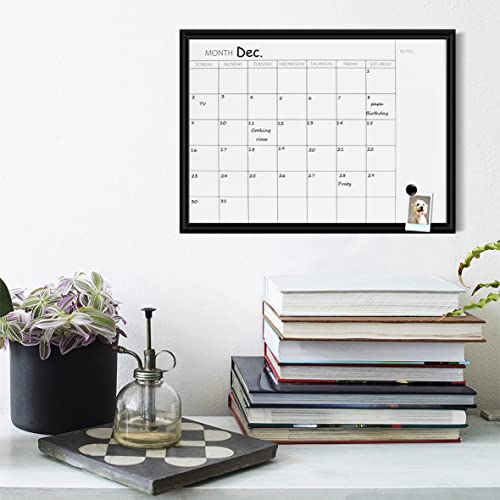 Toraso Dry Erase White Board & Monthly Calendar Board, Black Frame, Small Size Planning Board For Office, School And Home, Hanging Board For Schedule/Timetable,12" X 16"(Yl-Bk-3040-A) #TOP3