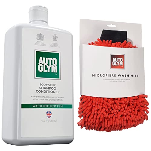 Autoglym BSC001 Bodywork Shampoo Conditioner, 1 Litre & Microfibre Wash Mitt