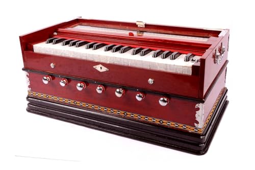 MAANVISH Harmonium, Professional, 3 1/4 Octaves, 7 Stops, 3 Extra Notes, Red, Wood