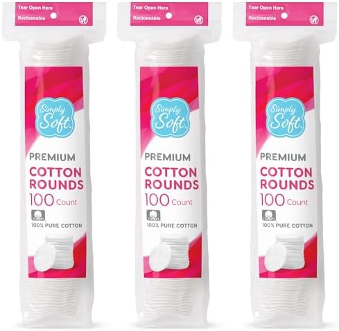 Medline Simply Soft Cotton Rounds (300 Count), 100% Cotton Absorb...
