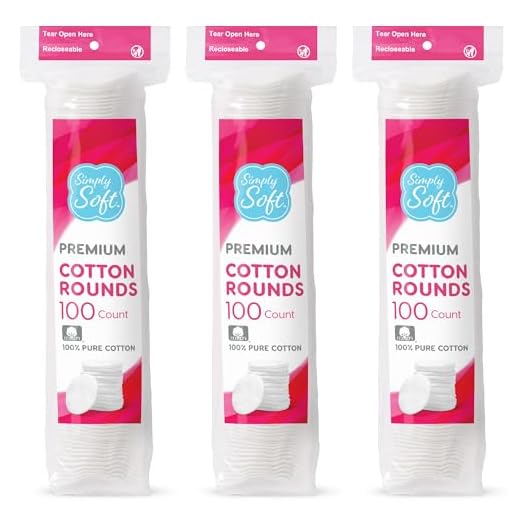 Simply Soft Cotton Rounds, 100% Cotton, Absorbent and Textured Cotton Pads are Lint Free, 100 Count (Pack of 3)