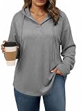 Eytino Plus Size Sweatshirts for Women Pullover Hooded Tops, Dark Grey, 3X
