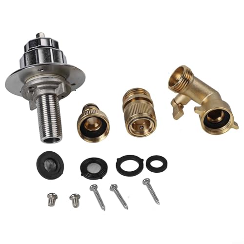 Hosrivae Entrada de agua RV con válvula de retención codo de manguera de 90° 3/4 GHT a 1/2 NPT de acero inoxidable de conexión rápida para caravanas, caravanas, barcos, autocaravanas