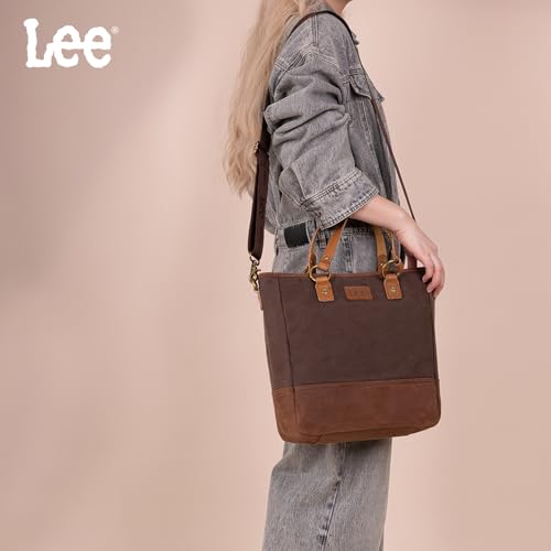Image of Montana West x Lee Waxed Canvas Tote Bag for Women Top-Handle Handbag Shoulder Bag with Adjustable Detachable Wide Strap