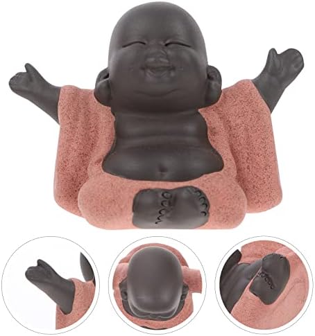 Healifty Creative Buddha Statues Ceramic Small Cute Buddha Statue Monk Figure Creative Baby Crafts Dolls Ornaments Gift Chinese Delicate Ceramic Art and Crafts