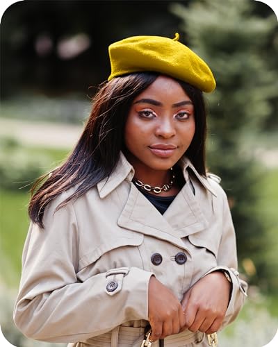 Image of Parquet Solid Color French Beret Hat. Classic French, Casual and Chic Lightweight Cap for Women