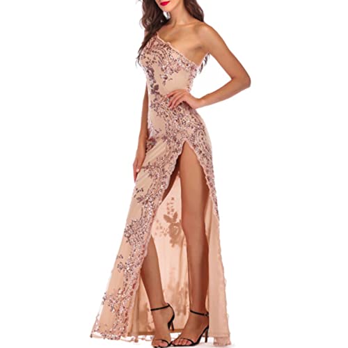 Robe longue noire à fente haute avec manches longues et épaule dénudée