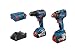 Produktbild Bosch Professional 18V System Akkuschrauber-Set GDX 18V-200 & GSR 18V-55 (inkl. 2 x GBA 18V 4.0Ah Akku + Ladegerät GAL 18V-40, in L-BOXX), Blau
