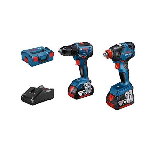 Bosch Professional 18V System Akkuschrauber-Set GDX 18V-200 & GSR 18V-55 (inkl. 2 x GBA 18V 4.0Ah Akku + Ladegerät GAL 18V-40, in L-BOXX)