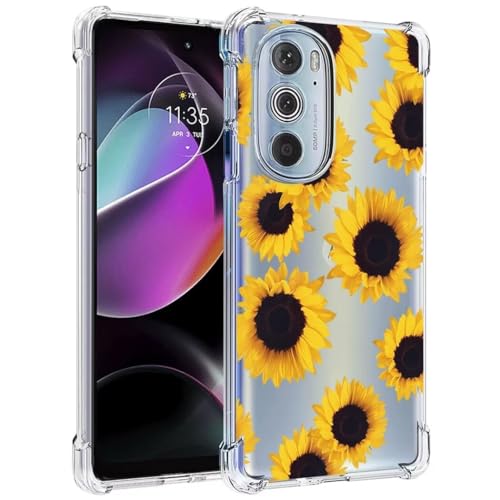 Jhxtech Phone Case for Moto G 5G 2022 Case, Motorola G 5G 2022 XT2213 girls women, Slim Shockproof Clear Floral Pattern Soft Flexible TPU Protective Cover for Motorola Moto G 5G 2022 Sunflower