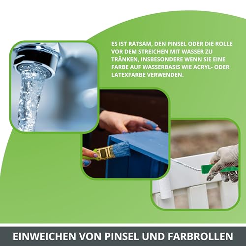 ToolSpace Lackierset Universal Malerset 7er Set Lackieren von Möbeln Kleinflächen 2x Schwammrollen und Polyacryl Farbrollen 1x Rollengriff 1x Flachpinsel Farbwanne Holzlack Streichset Malerrolle DIY