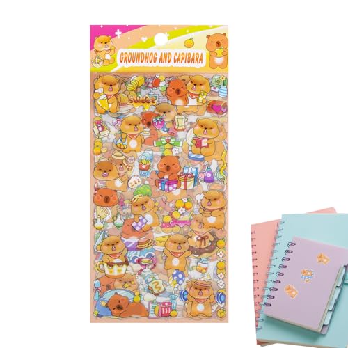 Veasbuu Pegatinas para niños | Diferentes Calcomanías Impermeables - Pegatinas Niños Diseño Capybara | Para Scrapbooking Diario Niñas Adolescentes Portátil Botella de Agua Skateboard Teléfono Móvil