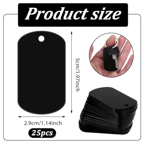 Miniatura 2 de Dimeho 25 Piezas De Aluminio En Grabado, Etiquetas De Metal Negro Para Perros Con Agujero En Relieve