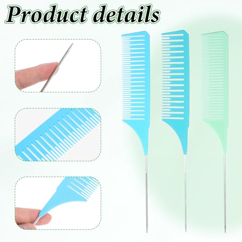 3 Peines para Mechas con Cola de Acero Inoxidable 3 Tamaños miniatura 6