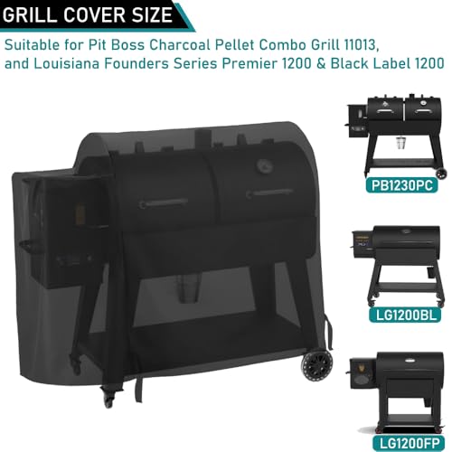 Image of ZJYWSCH Grill Cover for Pit Boss Charcoal Pellet Combo Grill PB1230PC, PitBoss 1230PC Pellet Charcoal Combo Grill Cover Heavy Duty Waterproof for Louisiana 1200 Black Label LG1200BL