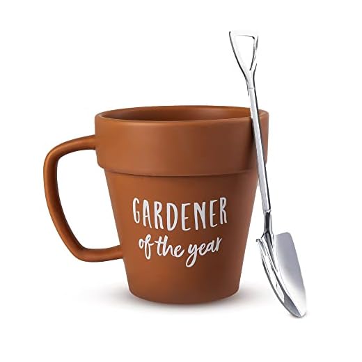Upper Midland Products Gardener Mug Coffee Plant Novelty Ceramic Mug & Shovel Spoon Gifts for Gardener Women, Man, Son & Daughter present for Nature Lovers, Holidays, Birthday Gifts