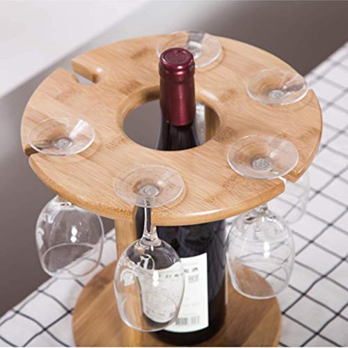 Soporte para botella de vino de bambú para escritorio miniatura 3