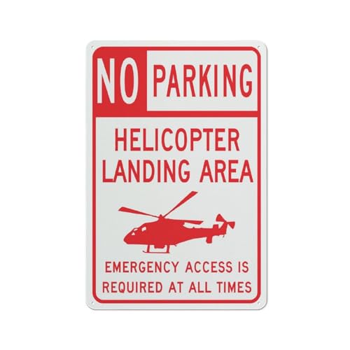 No Parking Helicopter Landing Area Sign 12X8 Inch Tin Sign Great For Garden And Yard Wall Decor