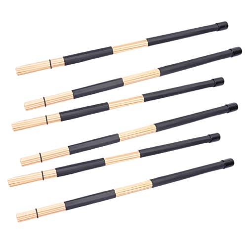 Baquetas Levemolo de bambú y plástico, 3 pares, color negro, para batería y percusión miniatura 7