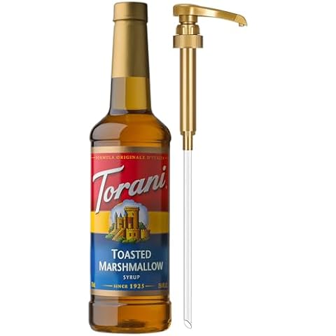 Torani Coffee Syrup, Toasted Marshmallow Flavored Syrup for Drinks, Pump Included, 25.4 Fl Oz Cover