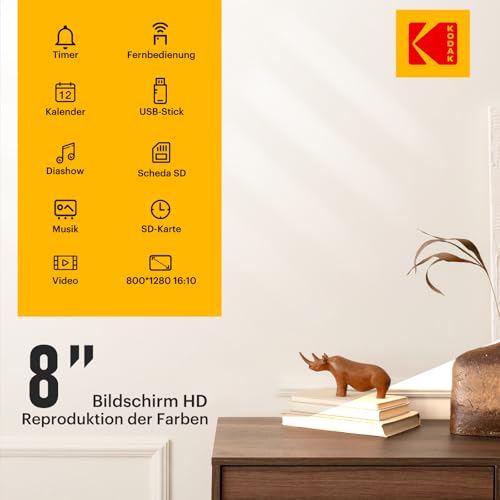 Kodak digitaler Bilderrahmen 8 Zoll mit 1280×800 IPS-Bildschirm