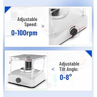 FOUR E'S SCIENTIFIC Lab Shaker, 3D Shaker Compact Rotator Shaker with Adjustable Speed 0-100RPM, 0-8 Tilt Angle, Lab Shaker with Undulating 3D Motion, Non-Slip Mat, Max. Capacity 2KGS