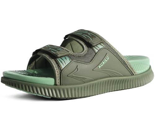 Image of KuaiLu Mens Orthotic Sandals Athletic Thick Cushion Recovery Sport Slides Adjustable Strap Open Toe Walking Sandles With Comfortable Plantar Fasciitis Arch Support