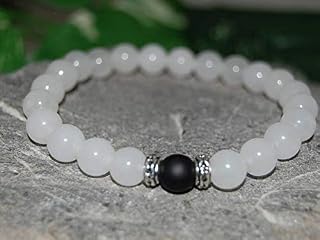 Precious-GEMS Jewelry White Jade Bracelet,Jade Beads,Gemstone Bracelet,Jade Bracelet,Stretch Bracelet,Men,Women,Yoga,Protection,Meditation,Gift,Good Karma