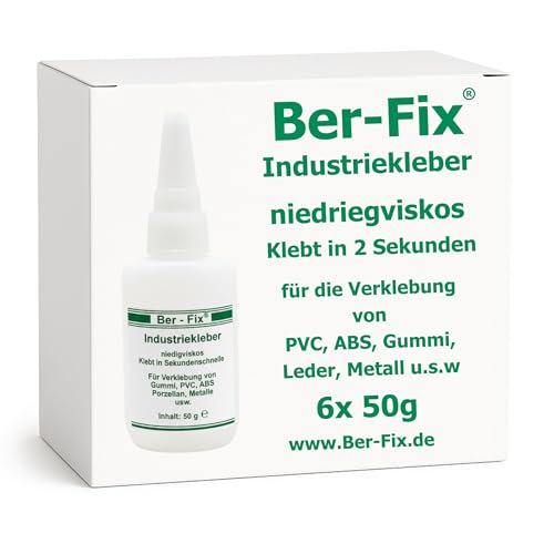 Ber-Fix Industriekleber 6× 50 g – Sekundenkleber dünnflüssig, kapillar, hochrein – Vorteilspack für Werkstatt, Handwerk & Vielnutzer