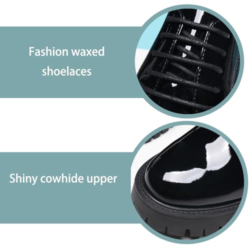 Men's Patent Leather Chunky Platform Retro Oxford Shoes Classic Round Toe Lug Sole Non-Slip Height-Enhancing Lace-Up Business Work Wedding Formal Shoes3