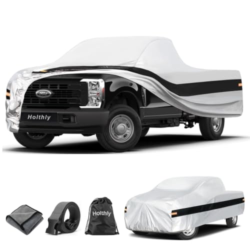 Image of 10 Layers Truck Cover Waterproof All Weather Custom Fit Ford F-250 F-350(2001-2026) SuperCrew Short Bed, Outdoor Full Exterior Pickup Car Cover Sun Rain Snow Ice Protection. Sliver