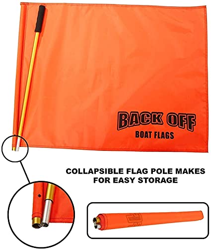Giant Orange Boating Safety Flag With Pole For Water Skis Wakeboarding And Tubing - Universal Safety Skier Down Flag #TOP4