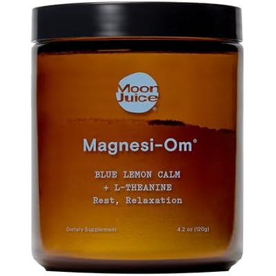 Moon Juice Magnesi-Om Magnesium Powder Supplement - Chelated Magnesium Complex + L-Theanine Blend For Rest, Relaxation & Regularity - Vegan, Non-GMO & No Sugar, Blue Lemon, 4.2 Oz, 30 Servings